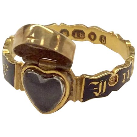 18K Victorian Memorial Locket Ring : Charles Anthony Antiques | Ruby Lane