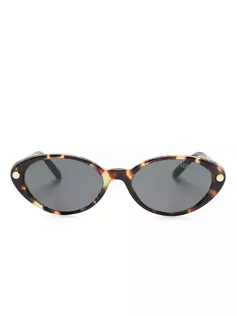Versace Eyewear Tubular Greca oval-frame Sunglasses - Farfetch