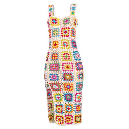 Square Crochet Midi Dress - Off-White | Tricult | Wolf & Badger