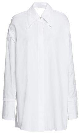 Oversized Cutout Cotton-poplin Shirt