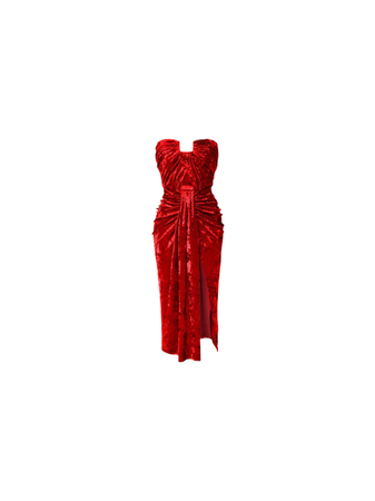 Cider red velvet strapless dress