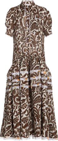 Rosie Assoulin Paisley Linen Midi Shirt Dress