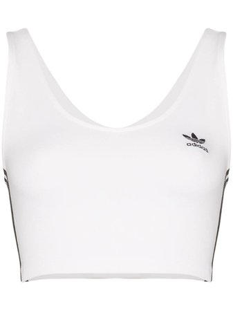 White Adidas 3-stripe Sports Cotton Crop Top | Farfetch.com