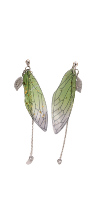 Green wing earrings