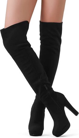 Amazon.com | DREAM PAIRS Women's Thigh High Chunky Heel Platform Over The Knee Boots | Over-the-Knee