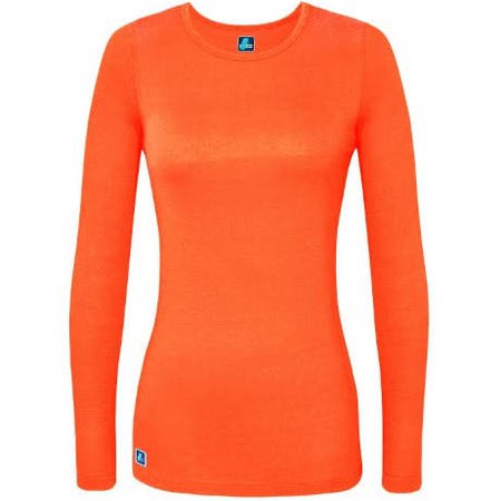 Adar Women's Comfort Long Sleeve T-Shirt Underscrub Tee, Style 3035, Size: Large, Orange