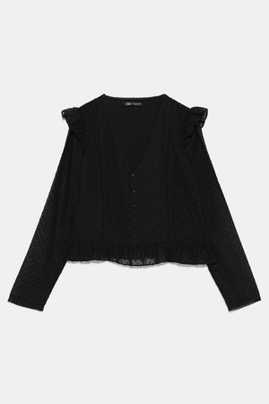 CONTRASTING SWISS DOT TOP-View All-SHIRTS | BLOUSES-WOMAN | ZARA United States