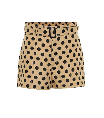 Polka-dot linen shorts