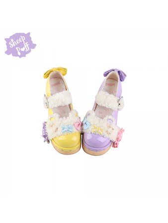 Sweet Sleepiness Round Toes Plush Platforms Winter Lolita Shoes