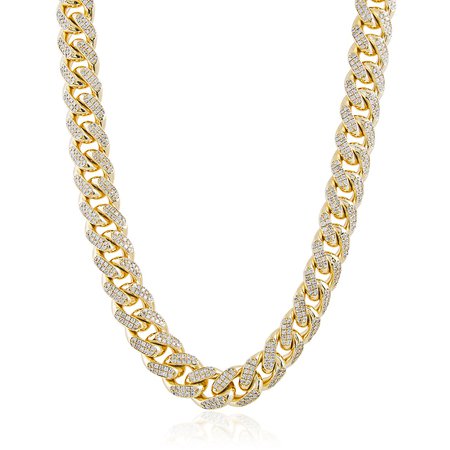 14k Yellow Gold 26ct Diamond Cuban Link Chain 36in - Shyne Jewelers