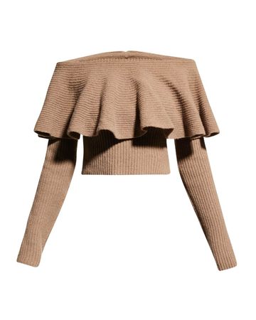 Altuzarra Hasla Off-The-Shoulder Ruffle Cashmere Sweater | Neiman Marcus
