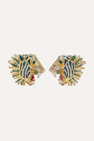 Gucci | Gold-plated, crystal and enamel earrings | NET-A-PORTER.COM