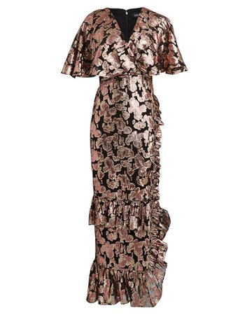 Saloni | Rose Lamé Chiffon Dress | INTERMIX®