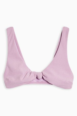 Lilac Velour Knot Bikini Crop Top | Topshop