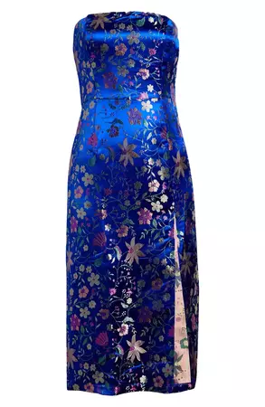 Lulus Make a Move Floral Jacquard Sleeveless Satin Dress | Nordstrom
