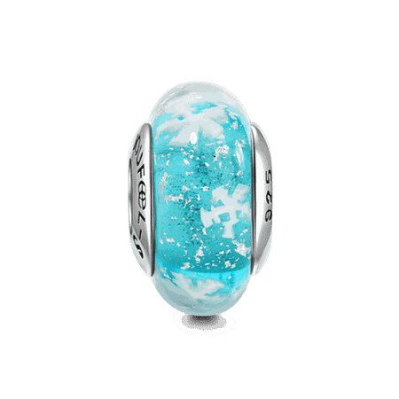 Frozen Sea Blue Murano Glass Bead Silver - Christmas - Gifts