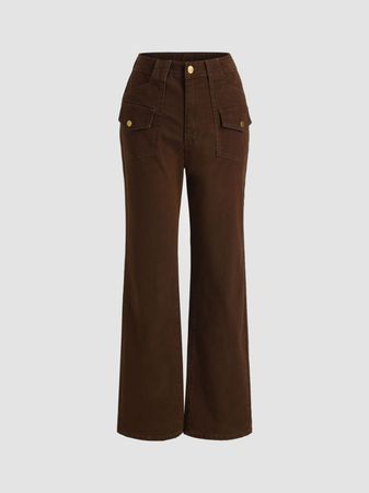 Last Autumn Chocolate Brown Trousers - Cider