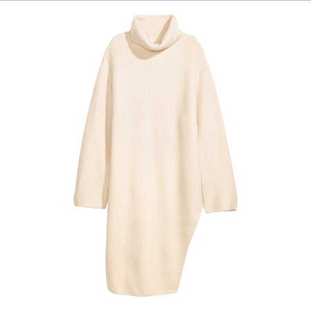 H&M Longline Knitted Jumper Turtleneck Dress With... - Depop