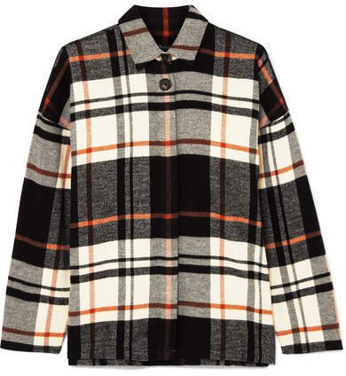 Checked Brushed Cotton-flannel Shirt - Black