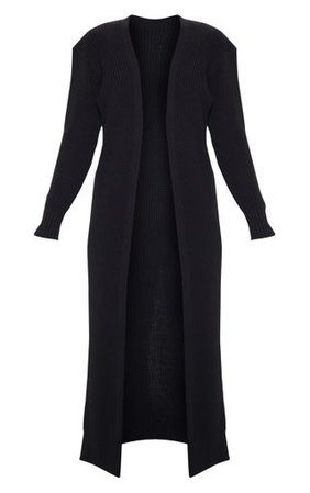 Black Maxi Knitted Cardigan | Knitwear | PrettyLittleThing