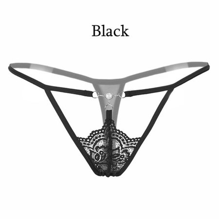 Black lacy G-string