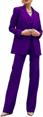 Amazon.com: 3 Piece Women's Suit Set Long Sleeve Blazer and Pants Slim Fit Solid Pant Set Suit : Clothing, Shoes & Jewelry