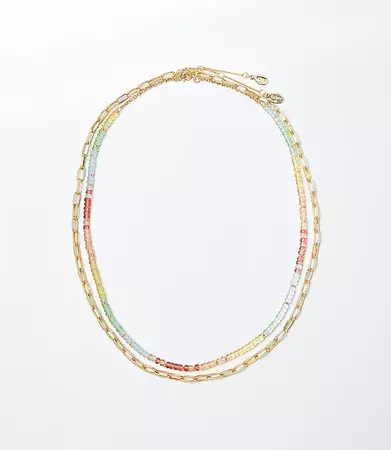 Pastel Beaded Layered Link Necklace