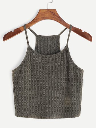 Olive Green Ribbed Knit Racerback Cami Top