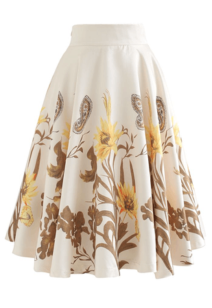 cream flower skirt