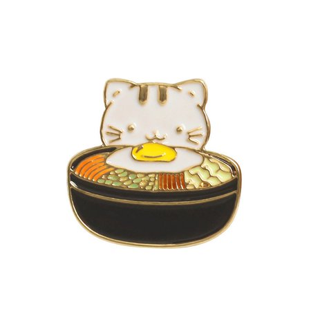 Korean Cute Cat Ramen Bibimbap Brooches for Women Funny Animal Enamel Pins Jewelry clothes Badge Backpack Accessories Trinkets-in Brooches from Jewelry & Accessories on AliExpress