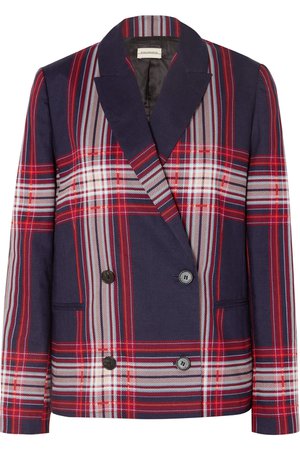 By Malene Birger | Rivali double-breasted checked linen and cotton-blend blazer | NET-A-PORTER.COM