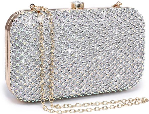 Dasein Womens Rhinestone Clutch Purse Sparkling Evening Bag with Crystal Clasp for Formal Prom Party Wedding (Blue): Handbags: Amazon.com