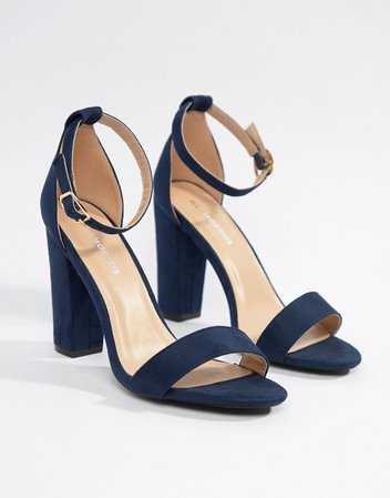 Glamorous barely there navy block heeled sandals | ASOS