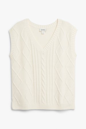 Cable knit vest - Cream - Knitted tops - Monki WW