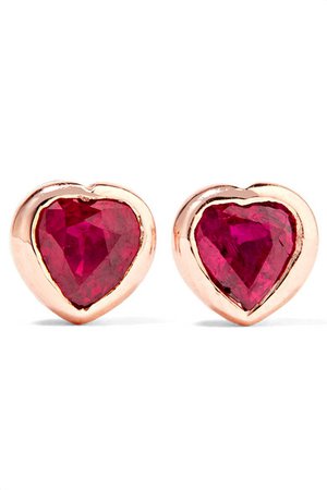 Anita Ko | Heart 18-karat rose gold ruby earrings | NET-A-PORTER.COM