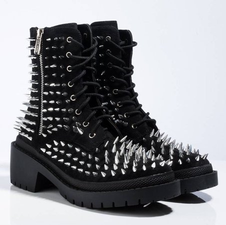 spiked black combat boots studded