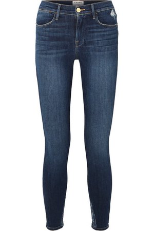 FRAME | Le High Skinny Jeans in Distressed-Optik | NET-A-PORTER.COM