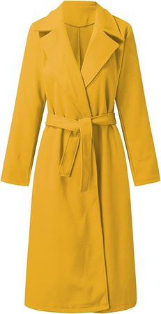 Amazon.com: Hemlock Women Long Wool Coat Lapel Belt Trench Jacket Solid Color Cardigans Winter Overcoat : Clothing, Shoes & Jewelry