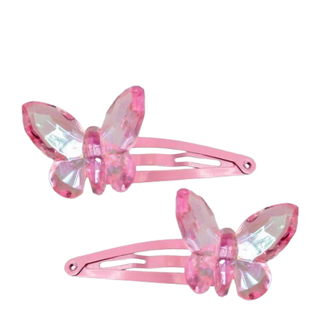 pink butterfly crystal hair clips