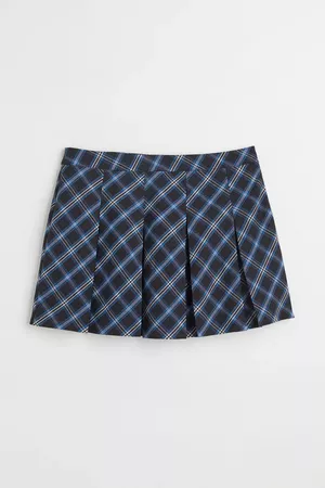 H&M+ Short Twill Skirt - Blue/plaid - Ladies | H&M US