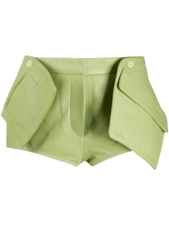 Jacquemus 3D-Pocket Leather Shorts 201PA0820146520 Green | Farfetch