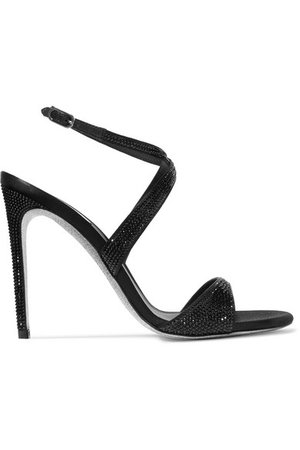 René Caovilla | Crystal-embellished satin and leather sandals | NET-A-PORTER.COM