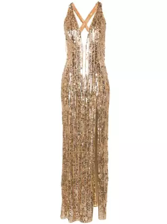 Elisabetta Franchi sequin-embellished V-neck Dress - Farfetch