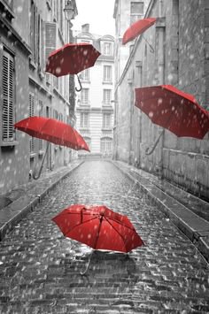 (1) Pinterest - Love this 'Red Umbrellas' contemporary art print! | abstract photography