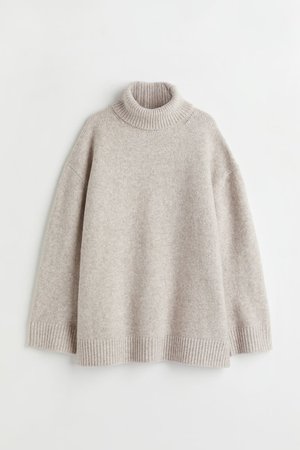 Turtleneck Sweater - Light beige melange - Ladies | H&M US