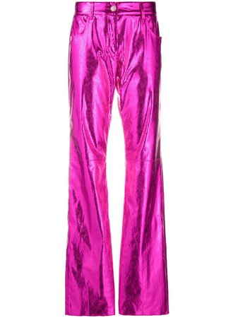 Shop pink MSGM metallic flared trousers with Express Delivery - Farfetch