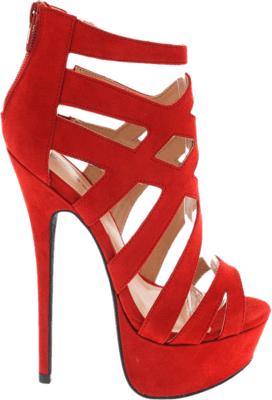 Red Sandal Peep Toe Platform Heels