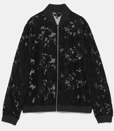 Black lace bomber jacket