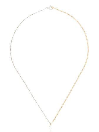 Shop Yvonne Léon 18kt white gold mixed-chain diamond necklace with Express Delivery - FARFETCH