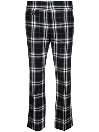 Shop black Paco Rabanne tartan check-print cropped trousers with Express Delivery - Farfetch
